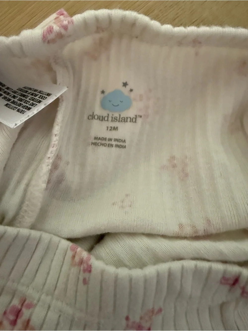 Cloud Island 100% Cotton ribbed pajama set with floral print